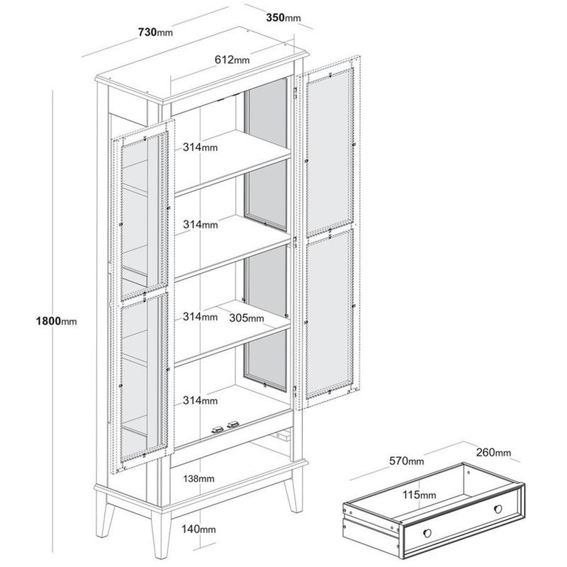 CristaleiraBia2Portase1GavetascorOffWhitecomAmendoa180cm60752