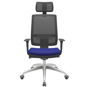 Cadeira Office Brizza Tela Preta Com Encosto Assento Aero Azul Autocompensador 126cm  - 62988