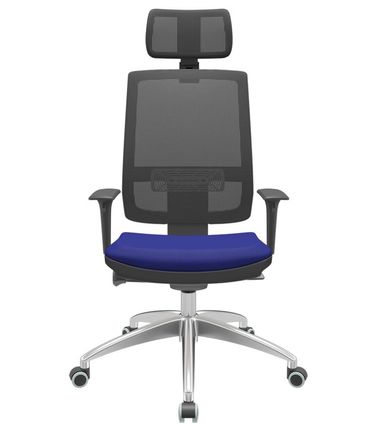 Cadeira Office Brizza Tela Preta Com Encosto Assento Aero Azul Autocompensador 126cm  - 62988