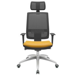 Cadeira Office Brizza Tela Preta Com Encosto Assento Facto Dunas Amarelo Autocompensador 126cm - 63003