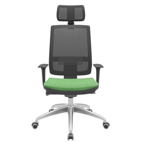Cadeira Office Brizza Tela Preta Com Encosto Assento Poliéster Verde Musgo Autocompensador 126cm - 63008