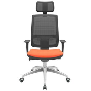 Cadeira Office Brizza Tela Preta Com Encosto Assento Poliéster Laranja Autocompensador 126cm - 63009