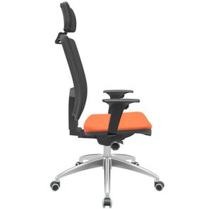 Cadeira Office Brizza Tela Preta Com Encosto Assento Poliéster Laranja Autocompensador 126cm - 63009