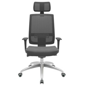 Cadeira Office Brizza Tela Preta Com Encosto Assento Poliéster Cinza Autocompensador 126cm - 63011