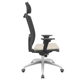 Cadeira Office Brizza Tela Preta Com Encosto Assento Vinil Bege Autocompensador 126cm - 63015
