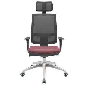 Cadeira Office Brizza Tela Preta Com Encosto Assento Vinil Vinho Autocompensador 126cm - 63017