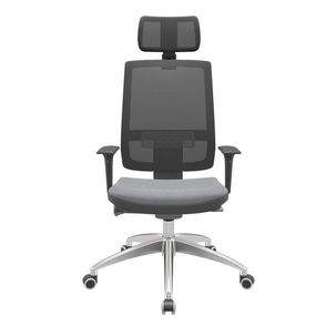 Cadeira Office Brizza Tela Preta Com Encosto Assento Vinil Cinza Autocompensador 126cm - 63019