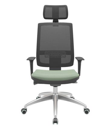 Cadeira Office Brizza Tela Preta Com Encosto Assento Vinil Verde Autocompensador 126cm - 63021