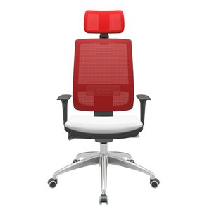 Cadeira Office Brizza Tela Vermelha Com Encosto Assento Aero Branco Autocompensador 126cm - 63069