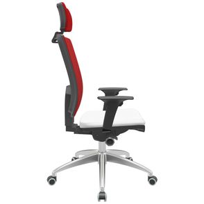 Cadeira Office Brizza Tela Vermelha Com Encosto Assento Aero Branco Autocompensador 126cm - 63069