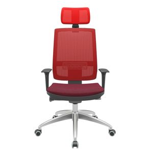 Cadeira Office Brizza Tela Vermelha Com Encosto Assento Poliéster Vinho Autocompensador 126cm - 63084