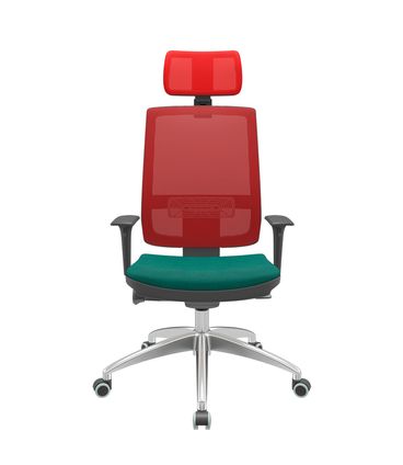 Cadeira Office Brizza Tela Vermelha Com Encosto Assento Poliéster Verde Autocompensador 126cm - 63086