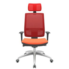 Cadeira Office Brizza Tela Vermelha Com Encosto Assento Poliéster Laranja Autocompensador 126cm - 63089