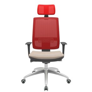 Cadeira Office Brizza Tela Vermelha Com Encosto Assento Poliéster Fendi Autocompensador 126cm - 63090