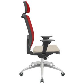 Cadeira Office Brizza Tela Vermelha Com Encosto Assento Poliéster Fendi Autocompensador 126cm - 63090