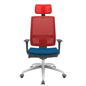 Cadeira Office Brizza Tela Vermelha Com Encosto Assento Poliéster Azul Autocompensador 126cm - 63092