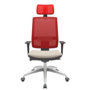 Cadeira Office Brizza Tela Vermelha Com Encosto Assento Vinil Bege Autocompensador 126cm - 63095