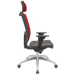 Cadeira Office Brizza Tela Vermelha Com Encosto Assento Vinil Café Autocompensador 126cm - 63096