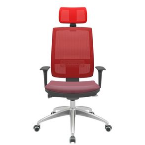 Cadeira Office Brizza Tela Vermelha Com Encosto Assento Vinil Vinho Autocompensador 126cm - 63097