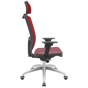 Cadeira Office Brizza Tela Vermelha Com Encosto Assento Vinil Vinho Autocompensador 126cm - 63097