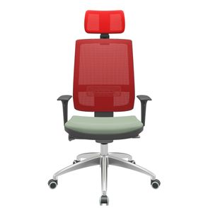 Cadeira Office Brizza Tela Vermelha Com Encosto Assento Vinil Verde Autocompensador 126cm - 63099