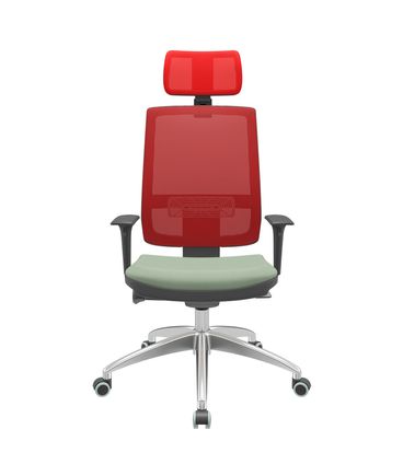 Cadeira Office Brizza Tela Vermelha Com Encosto Assento Vinil Verde Autocompensador 126cm - 63099