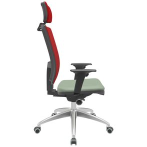 Cadeira Office Brizza Tela Vermelha Com Encosto Assento Vinil Verde Autocompensador 126cm - 63099