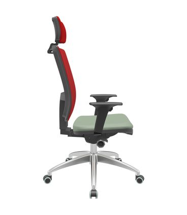 Cadeira Office Brizza Tela Vermelha Com Encosto Assento Vinil Verde Autocompensador 126cm - 63099