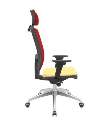 Cadeira Office Brizza Tela Vermelha Com Encosto Assento Vinil Amarelo Autocompensador 126cm - 63100
