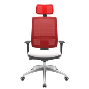 Cadeira Office Brizza Tela Vermelha Com Encosto Assento Vinil Branco Autocompensador 126cm - 63101