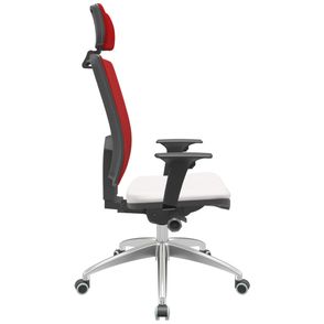 Cadeira Office Brizza Tela Vermelha Com Encosto Assento Vinil Branco Autocompensador 126cm - 63101