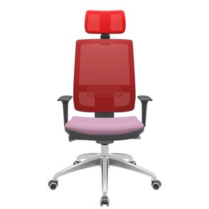 Cadeira Office Brizza Tela Vermelha Com Encosto Assento Vinil Lilás Autocompensador 126cm - 63102