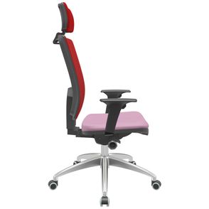 Cadeira Office Brizza Tela Vermelha Com Encosto Assento Vinil Lilás Autocompensador 126cm - 63102