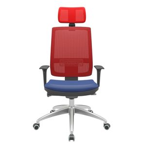 Cadeira Office Brizza Tela Vermelha Com Encosto Assento Vinil Azul Autocompensador 126cm - 63063