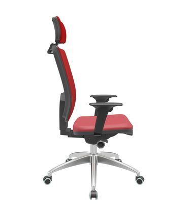 Cadeira Office Brizza Tela Vermelha Com Encosto Assento Vinil Vermelho Autocompensador 126cm - 63064
