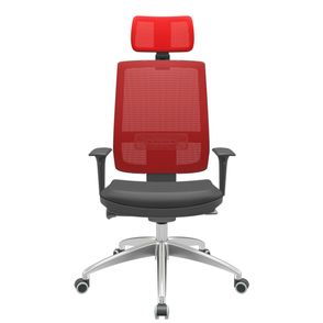 Cadeira Office Brizza Tela Vermelha Com Encosto Assento Vinil Preto Autocompensador 126cm - 63065
