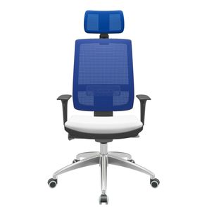 Cadeira Office Brizza Tela Azul Com Encosto Assento Aero Branco Autocompensador 126cm - 63132