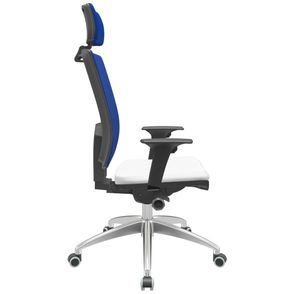 Cadeira Office Brizza Tela Azul Com Encosto Assento Aero Branco Autocompensador 126cm - 63132