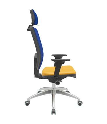 Cadeira Office Brizza Tela Azul Com Encosto Assento Facto Dunas Amarelo Autocompensador 126cm - 63146