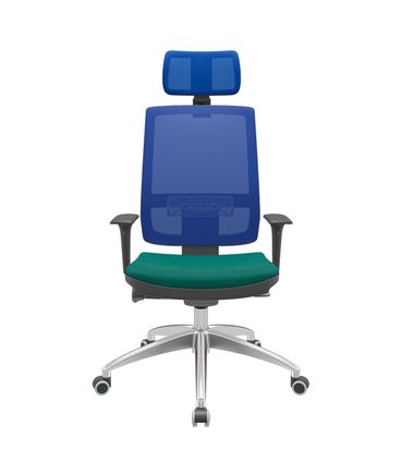 Cadeira Office Brizza Tela Azul Com Encosto Assento Poliéster Verde Autocompensador 126cm - 63149