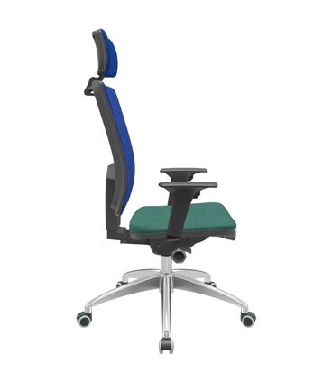 Cadeira Office Brizza Tela Azul Com Encosto Assento Poliéster Verde Autocompensador 126cm - 63149