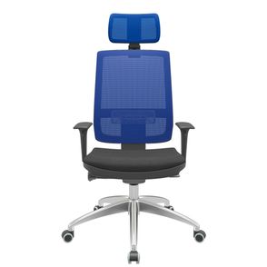 Cadeira Office Brizza Tela Azul Com Encosto Assento Poliéster Preto Autocompensador 126cm - 63150