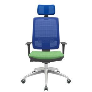 Cadeira Office Brizza Tela Azul Com Encosto Assento Poliéster Verde Musgo Autocompensador 126cm - 63151