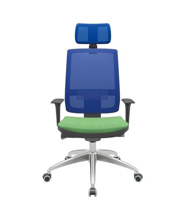 Cadeira Office Brizza Tela Azul Com Encosto Assento Poliéster Verde Musgo Autocompensador 126cm - 63151