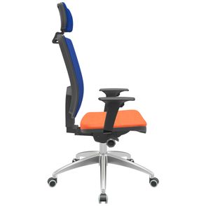Cadeira Office Brizza Tela Azul Com Encosto Assento Poliéster Laranja Autocompensador 126cm - 63152