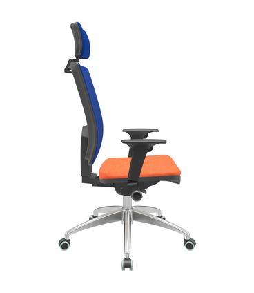 Cadeira Office Brizza Tela Azul Com Encosto Assento Poliéster Laranja Autocompensador 126cm - 63152