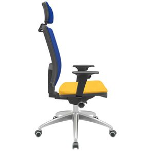Cadeira Office Brizza Tela Azul Com Encosto Assento Poliéster Amarelo Autocompensador 126cm - 63156