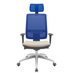 Cadeira Office Brizza Tela Azul Com Encosto Assento Vinil Bege Autocompensador 126cm - 63158