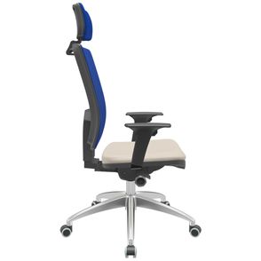 Cadeira Office Brizza Tela Azul Com Encosto Assento Vinil Bege Autocompensador 126cm - 63158
