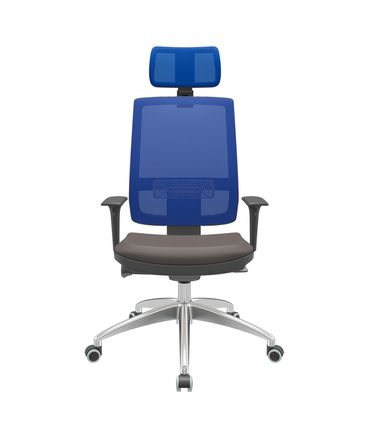 Cadeira Office Brizza Tela Azul Com Encosto Assento Vinil Café Autocompensador 126cm - 63160
